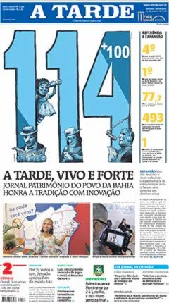 Capa do jornal Jornal A Tarde de 15/10/2026