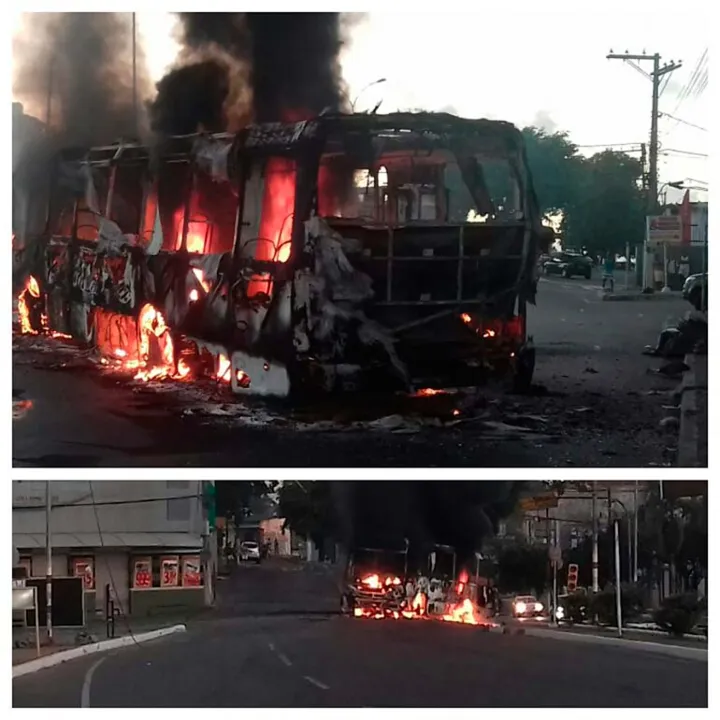 Dois ônibus foram incendiados durante a madrugada deste sábado