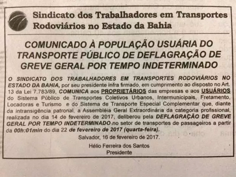 Imagem ilustrativa da imagem Rodoviários de Salvador anunciam greve no primeiro dia de Carnaval