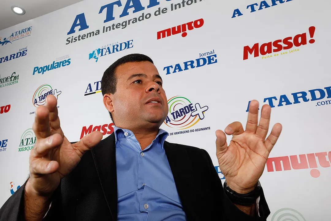 Candidato à Prefeitura de Salvador pelo Pros, Celsinho Cotrim participou do 'Isso é Bahia' | Foto: Margarida Neide l Ag. A TARDE l 4.9.2018