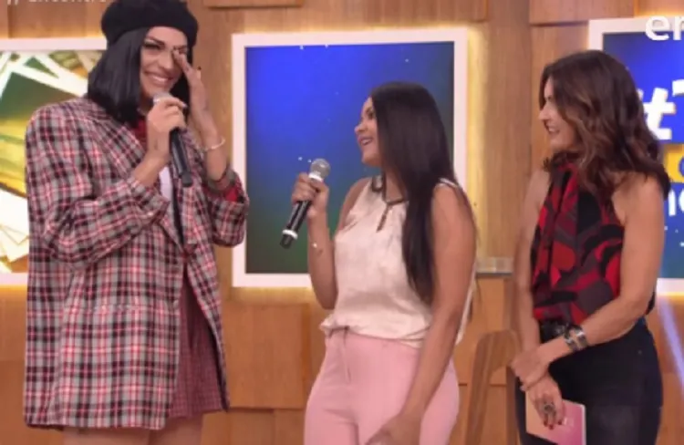A cantora Pablo Vittar se emocionou ao encontrar sua irmã gêmea no programa Encontro com Fátima Bernardes
