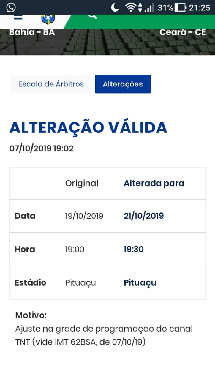 Imagem ilustrativa da imagem CBF altera data do confronto entre Bahia e Ceará