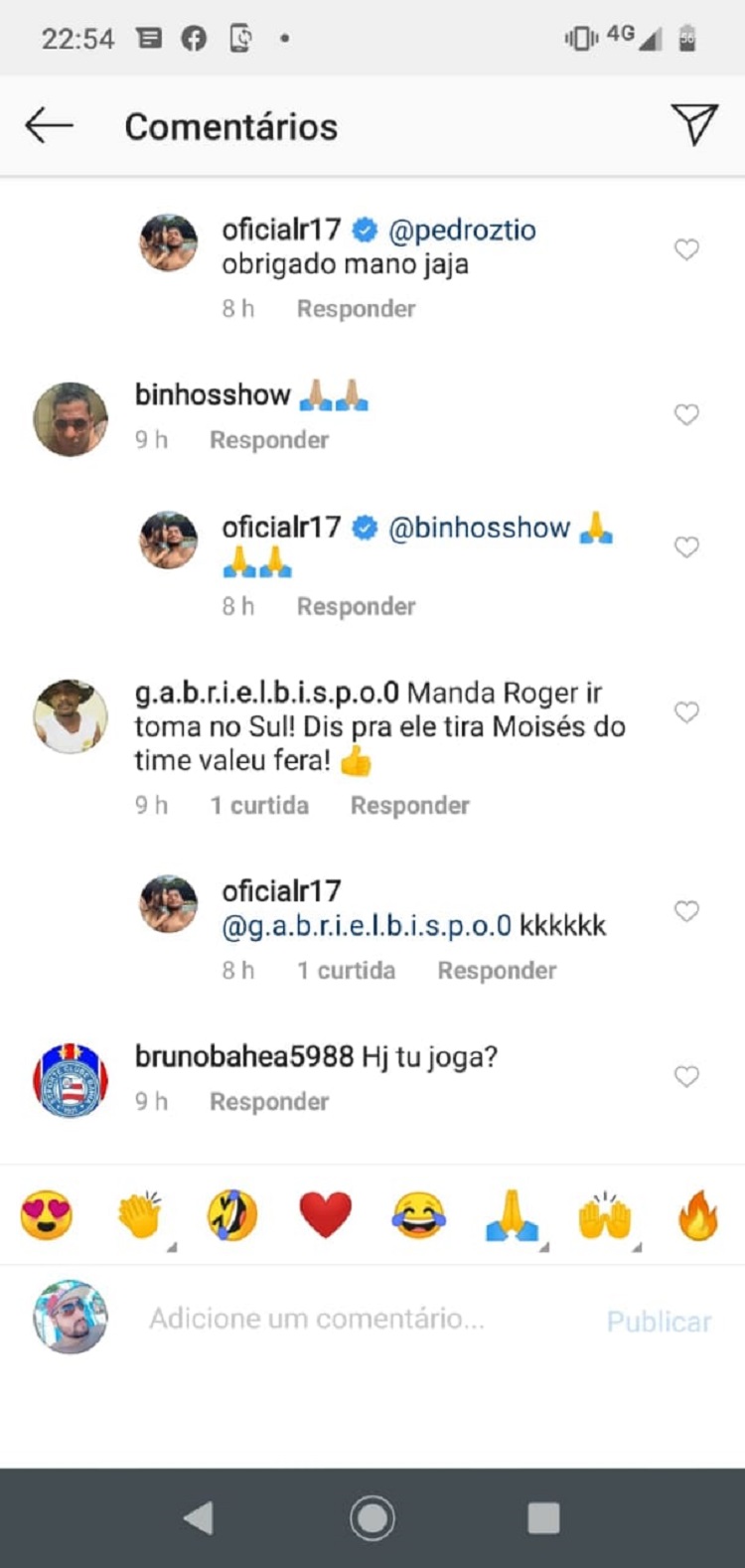 Imagem ilustrativa da imagem Em rede social, Rogério responsabiliza treinador por falta de espaço no Bahia