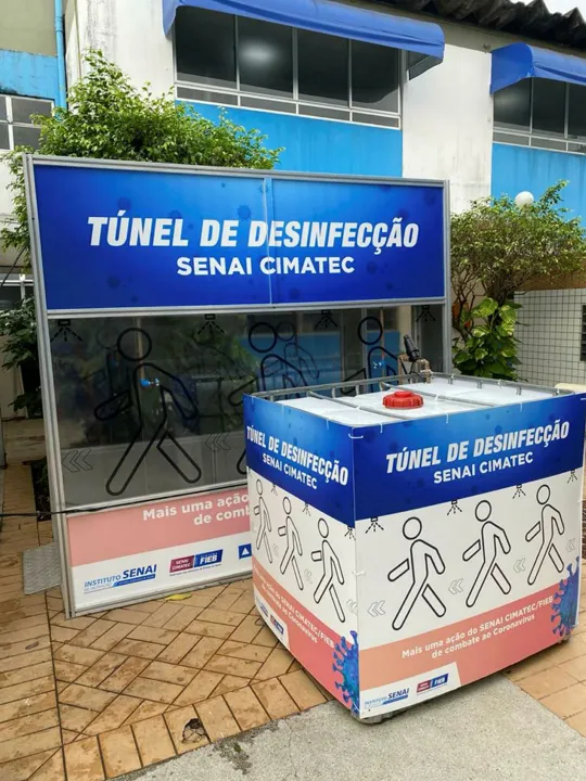 Túnel de desinfecção instalado no Hosp. Santo Antônio das Obras Sociais Irmã Dulce | Foto: Osid | Divulgação