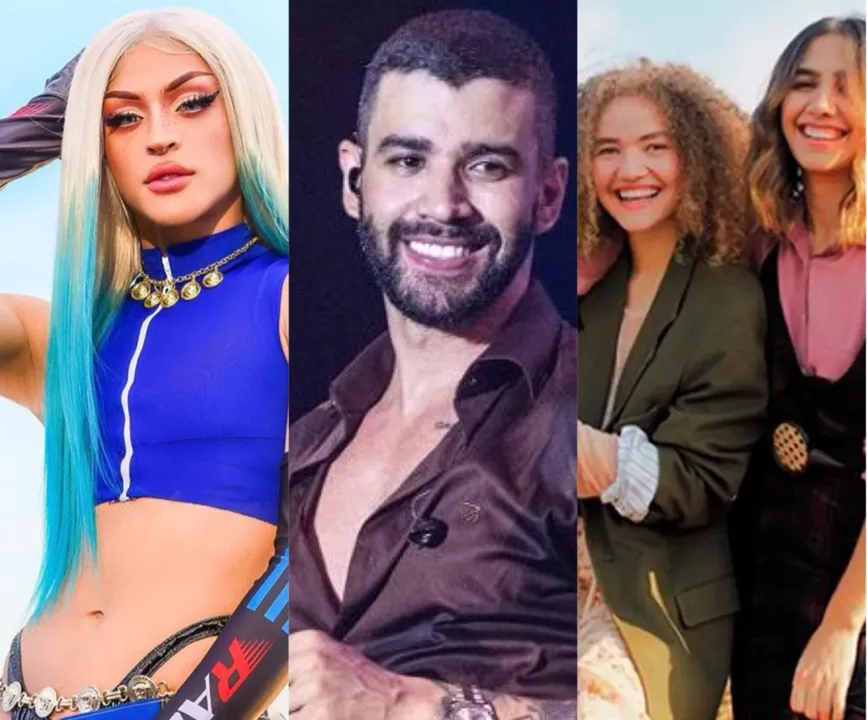 Os artistas Pabllo Vittar, Gusttavo Lima e a dupla Anavitória fazem lives nessa sexta-feira, 21 | Foto: Reprodução