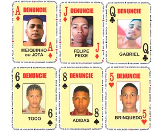 Baralho do Crime inclui seis procurados por homicídios e tráfico