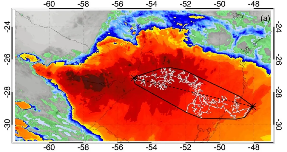 Raio cortou o sul brasileiro em outubro de 2018 | Foto: Divulgação | NOAA
