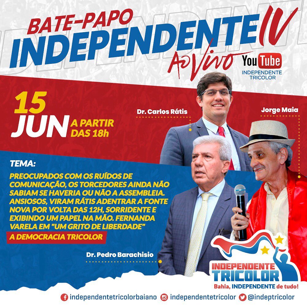Imagem ilustrativa da imagem Independente Tricolor realiza bate-papo e relembra da intervenção no Bahia