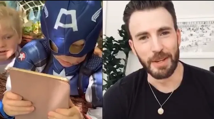 Intérprete do Capitão América nos cinemas, Chris Evans disse que irá enviar um "escudo autêntico" do super-herói para o menino | Foto: Reprodução