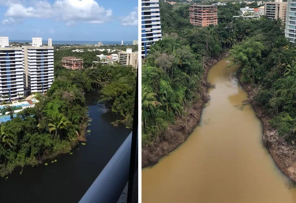 Fotos mostram o antes e depois da lagos | Foto: Cidadão Repórter | A TARDE