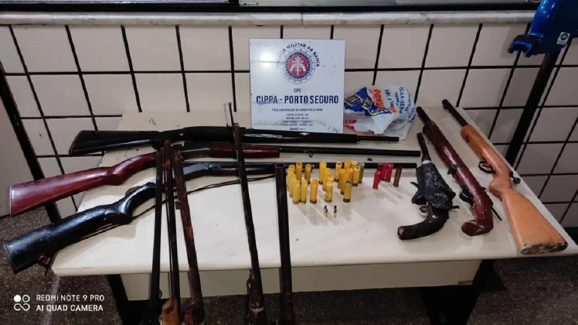 Armas foram apreendidas por equipes da Companhia de Polícia de Proteção Ambiental | Foto: Divulgação | SSP
