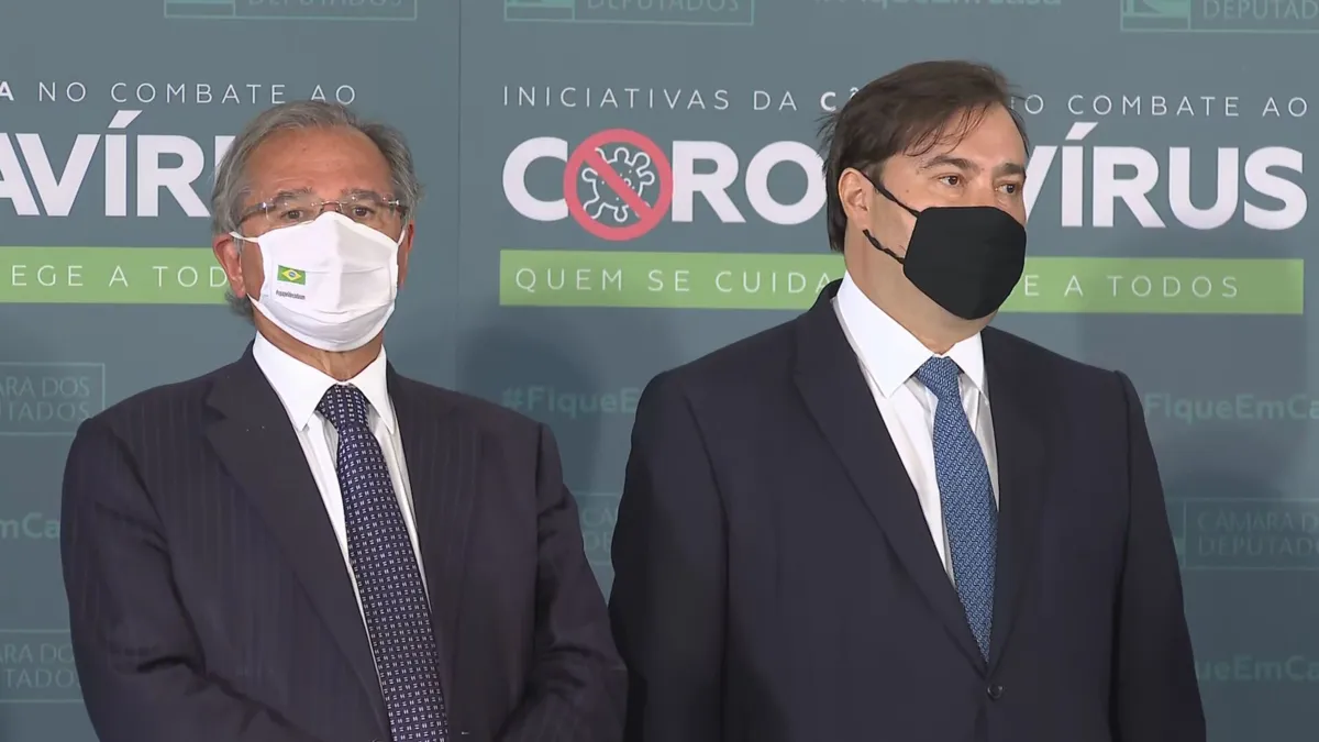 Paulo Guedes e Rodrigo Maia participaram de evento após jantar de "conciliação" / Foto: Reprodução | CNN