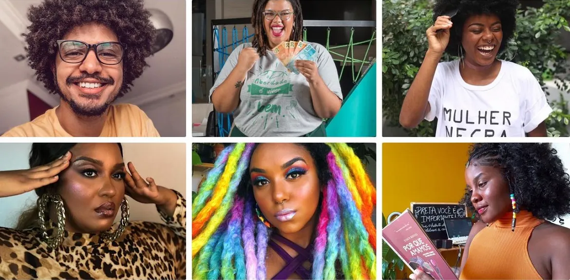 Apenas oito dos 100 maiores canais do YouTube são pertencentes à pessoas negras. Quando se fala em influenciadores negros nordestinos e baianos, a visibilidade diminui ainda mais | Fotos: Reprodução | Instagram