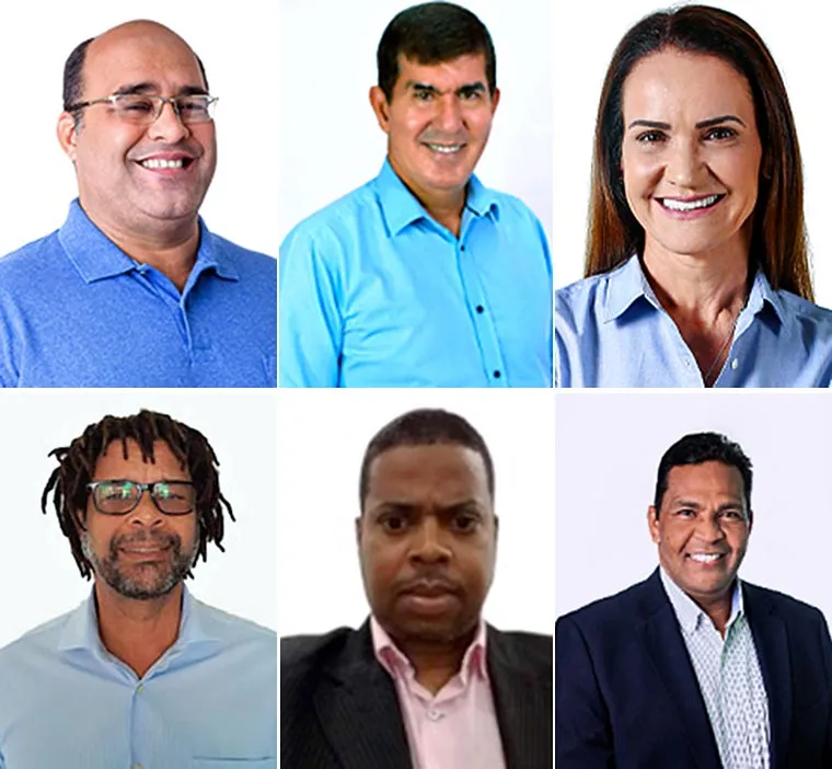 1 - Alberto Castro disputa pelo PSDB; 2 - Geraldo Requião concorre pelo PSD; 3 - Andréia é a candidata do PP; 4 - Professor Welito disputa pelo PSol; 5 - Isidro Nascimento do Amaral (Avante); 6 - Josué de Lima é o candidato do PSC | Foto: Montagem A TARDE