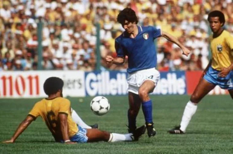 O atacante marcou todos os gols da Itália na vitória sobre o Brasil por 3 a 2 e ainda foi artilheiro do torneio com seis tentos | Foto: Reprodução