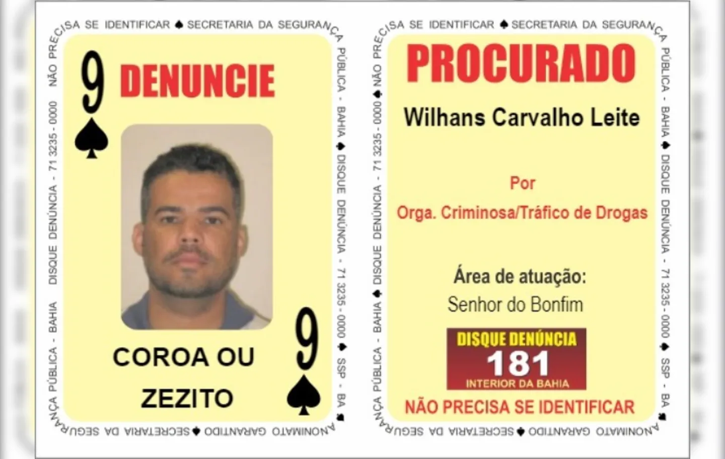 Wilhans Carvalho passará a ocupar a carta do 'Nove de Espadas' | Foto: Divulgação | SSP-BA