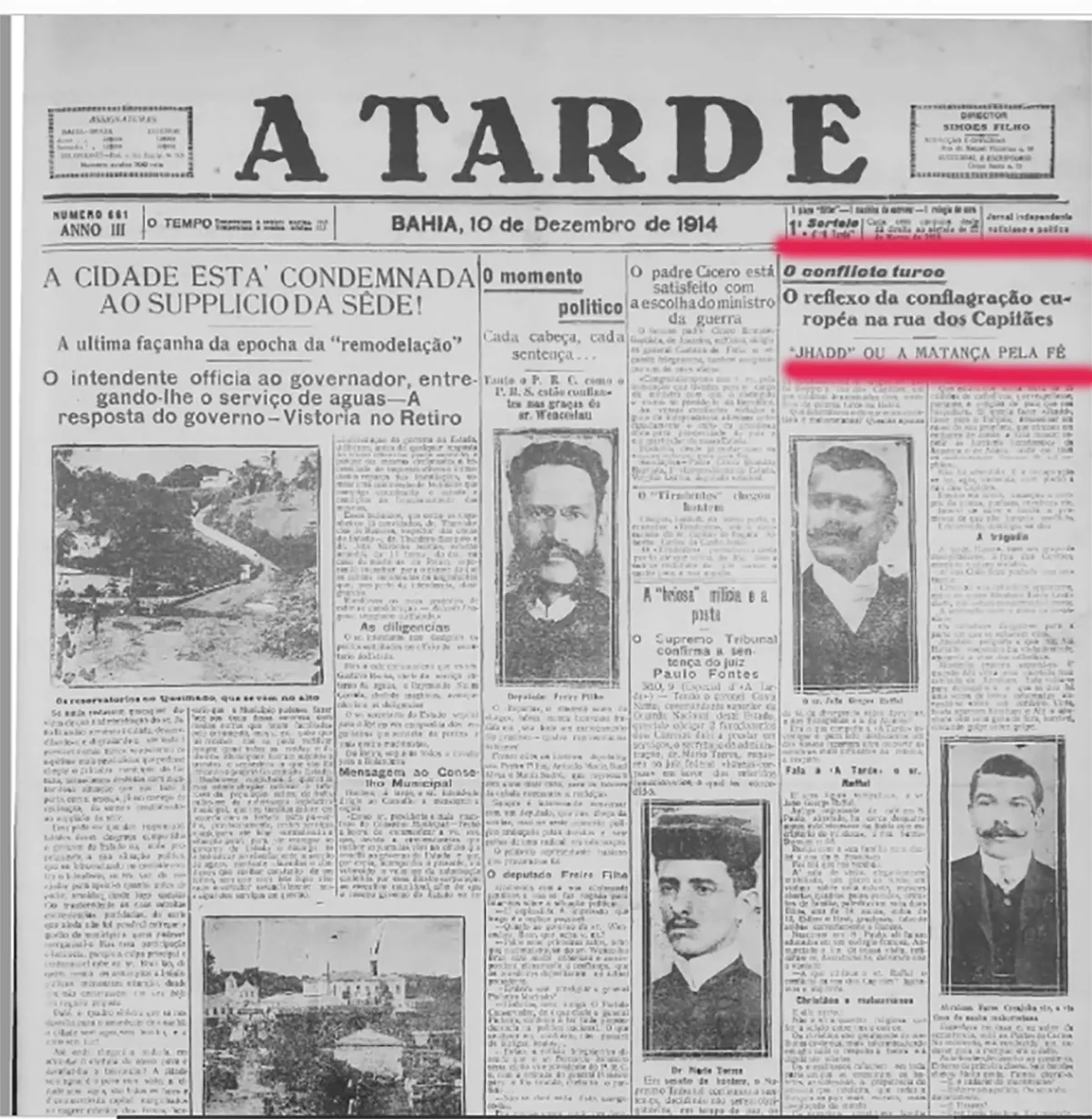 Na edição de 10 de dezembro de 1914 A TARDE contou detalhes do conflito