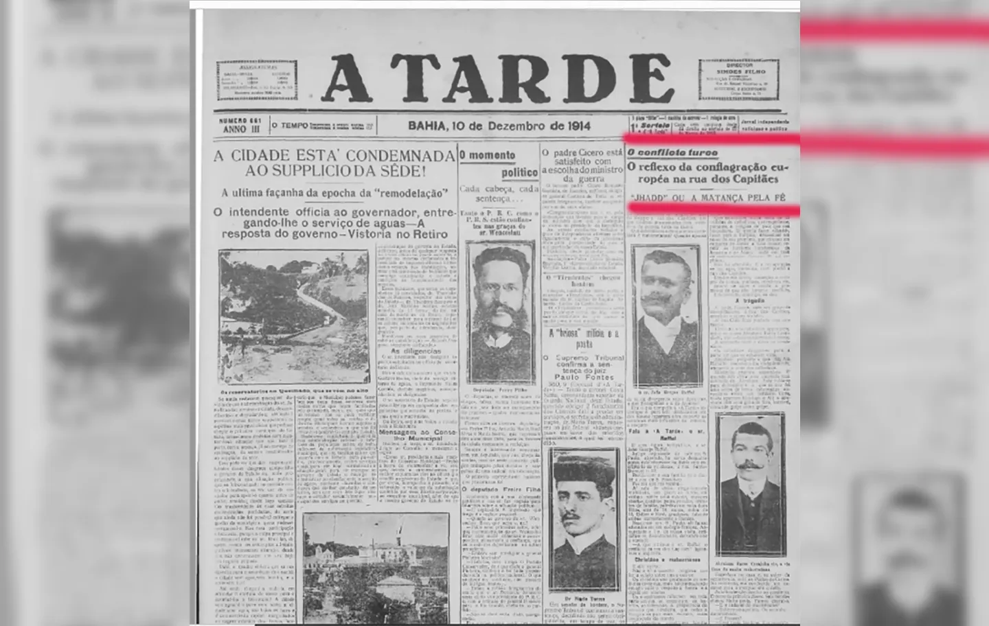 Na edição de 10 de dezembro de 1914 A TARDE contou detalhes do conflito