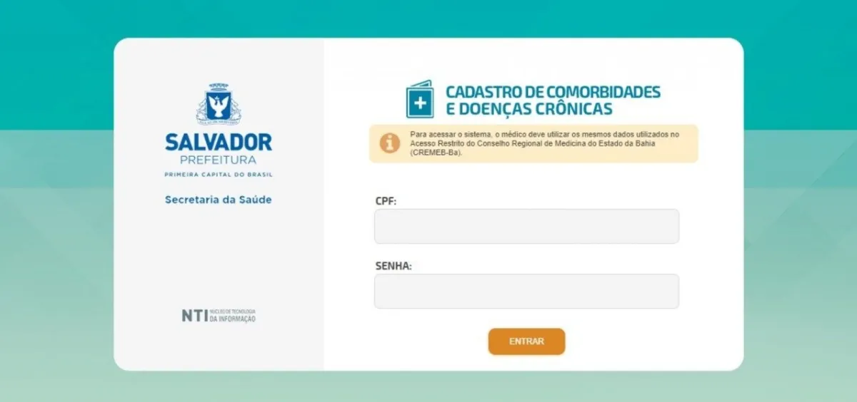 Nome do portado da comorbidade vai estar disponível no portal da SMS no dia subsequente ao cadastro efetuado pelo médico | Foto: Reprodução
