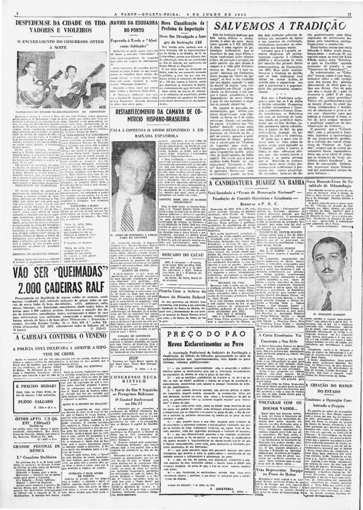 Imagem ilustrativa da imagem Salvador sediou o I Congresso Nacional de Trovadores e Violeiros em 1955