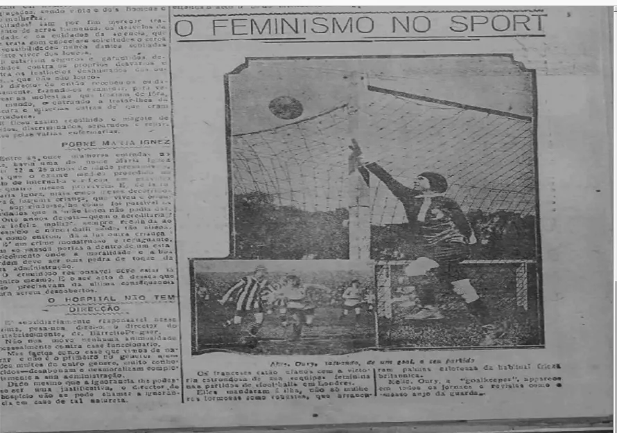 Capa de A TARDE em 1920 destacou partida de futebol feminino. Foto: Reprodução Cedoc A TARDE