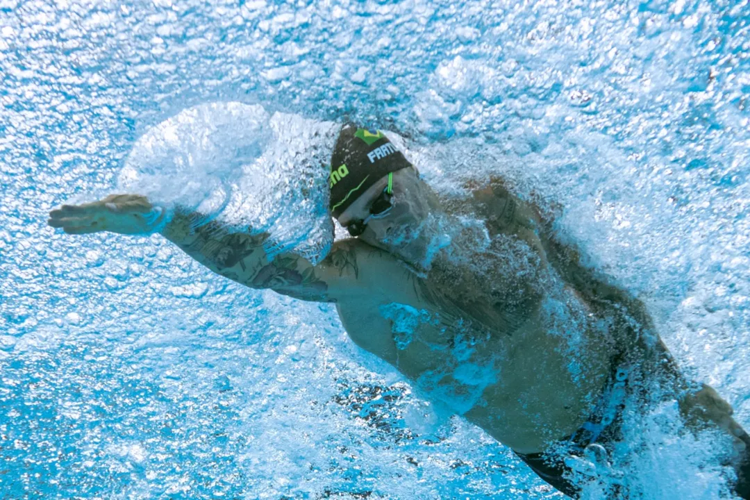 Fratus ficou em 2º na sua bateria, mas caiu para 3º devido ao desempenho de Caeleb Dressel | Foto: François-Xavier Marit | AFP