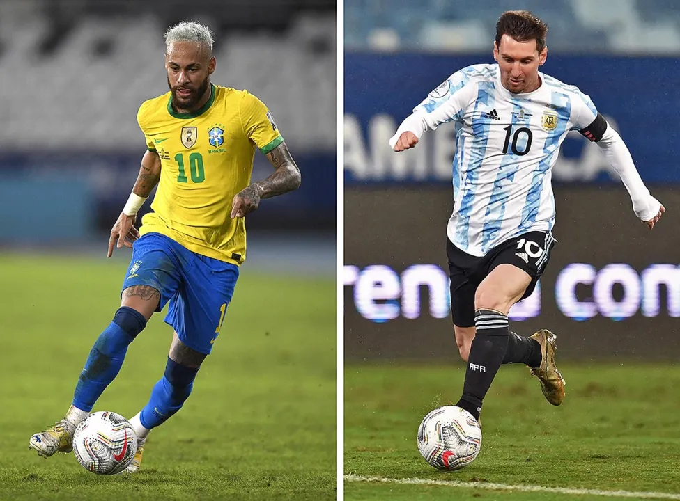 Craque brasileiro busca título inédito; camisa 10 argentino tem brilhado no torneio | Foto: Mauro Pimentel e Douglas Magno | AFP