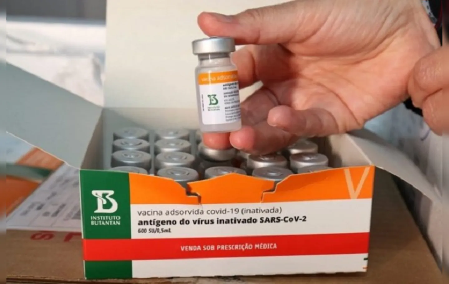 Carga chegou vinda de Pequim, na China, enviada pela Sinovac, farmacêutica responsável pela patente da vacina contra a Covid-19