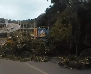 Galhos de árvores caem e obstruem parcialmente a Ladeira da Cruz da Redenção