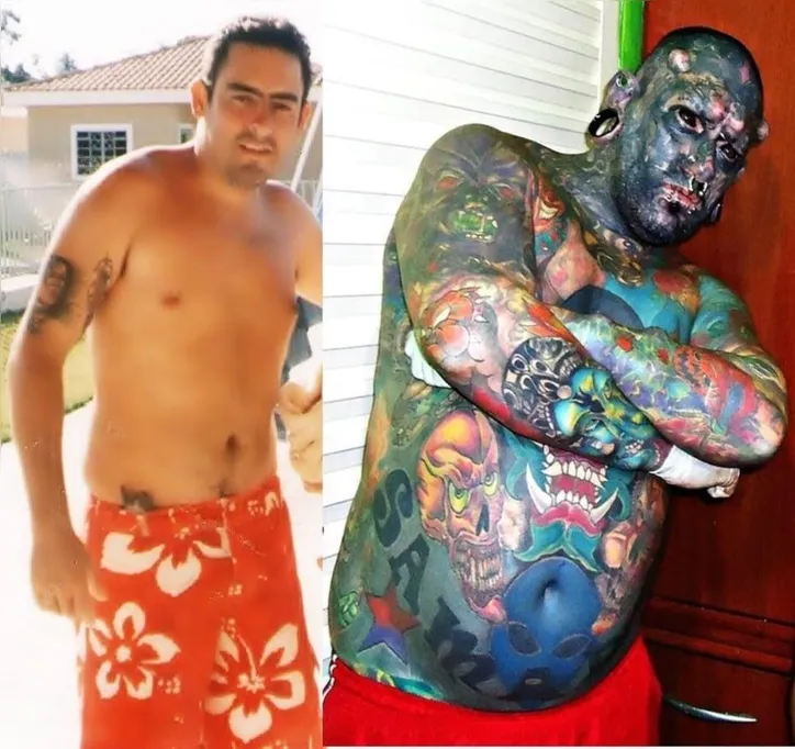 Imagem ilustrativa da imagem 'Caveira' rivaliza com 'Diabão' ao tatuar 99% do corpo