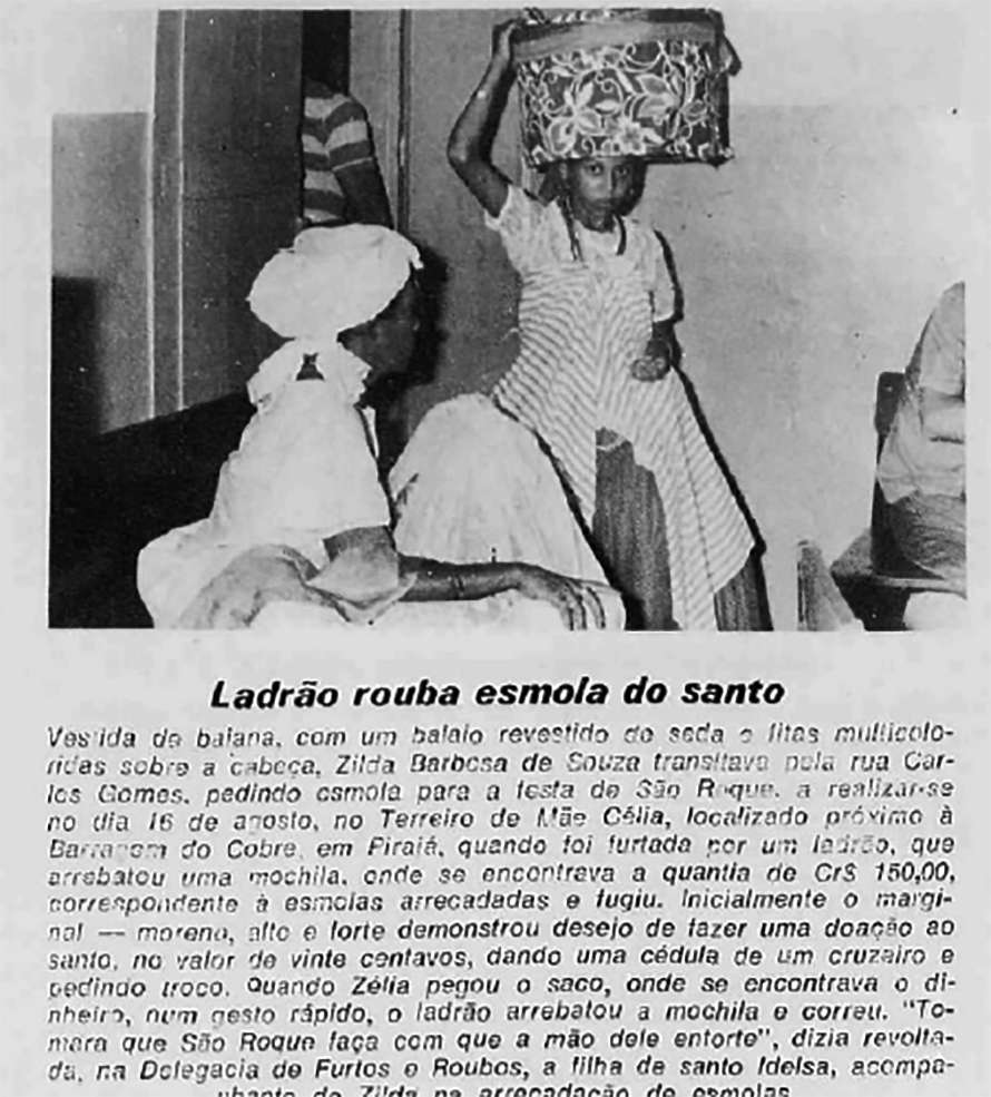 Imagem ilustrativa da imagem Edição de A TARDE trouxe notícia de furto a Tabuleiro de Omolu