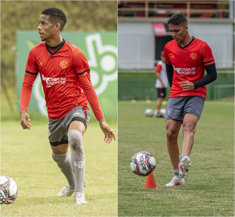 Pedrinho (à esq) acertou por cinco anos com o Furacão; Santiago entrou na fase final de transição | Fotos: Pietro Carpi | EC Vitória