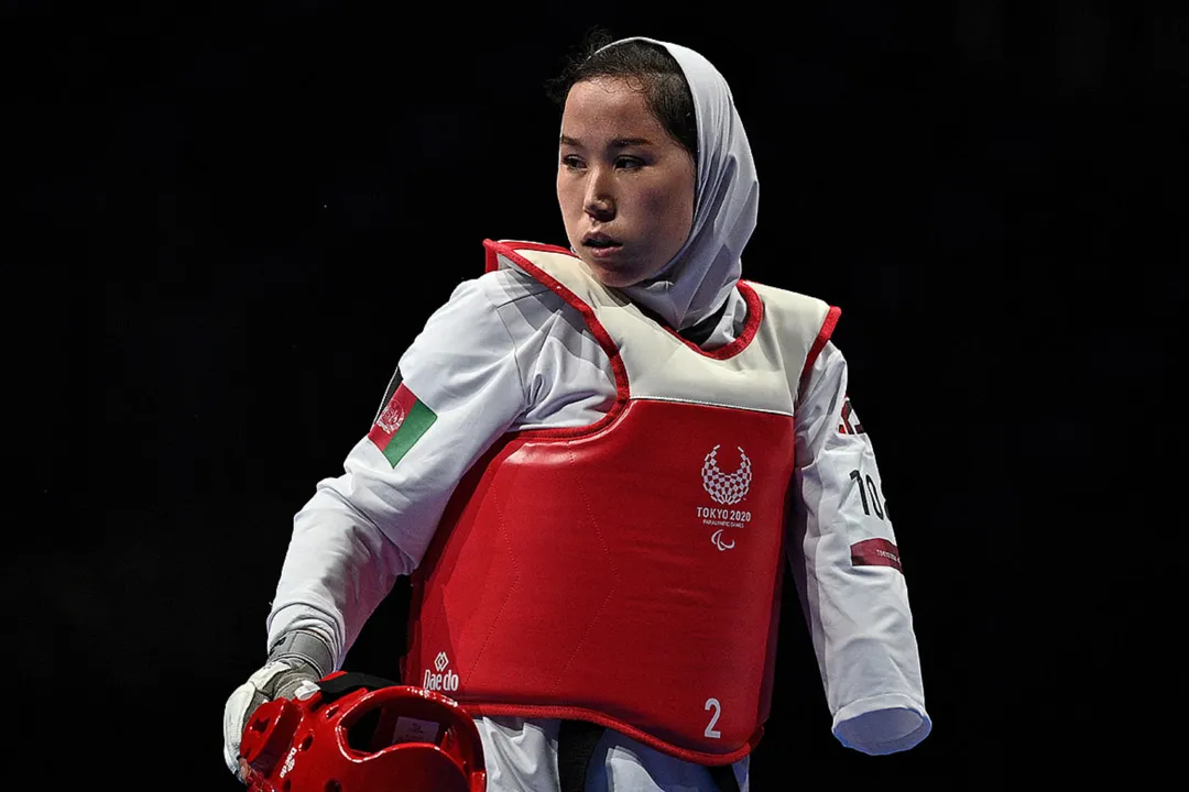 Zakia Khudadadi foi eliminada na repescagem | Foto: Philip Fong | AFP