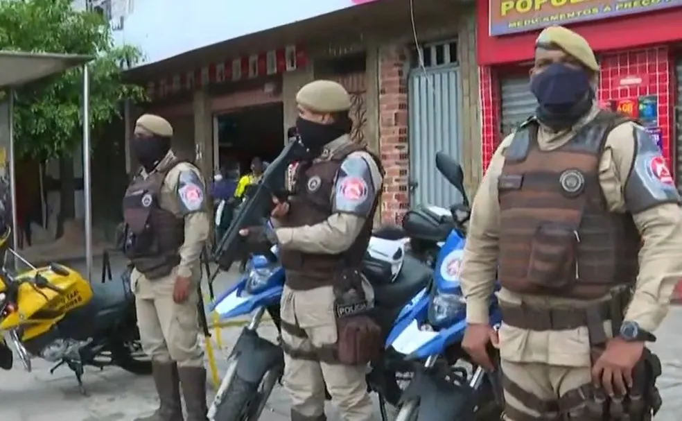 Policiamento foi reforçado no local em que ocorreu a ação criminosa | Foto: Reprodução | TV Bahia