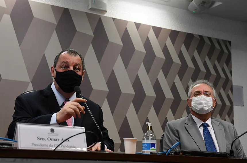 Omar Aziz e Renan Calheiros protagonizam disputa na imprensa. Votação do relatório final acontece na semana que vem| Foto: Edilson Rodrigues | Agência Senado | 15.10.2021
