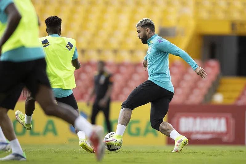 Gabigol ganha mais uma chance de engrenar pela Seleção, mas ainda cercado por desconfiança | Foto: Lucas Figueiredo | CBF