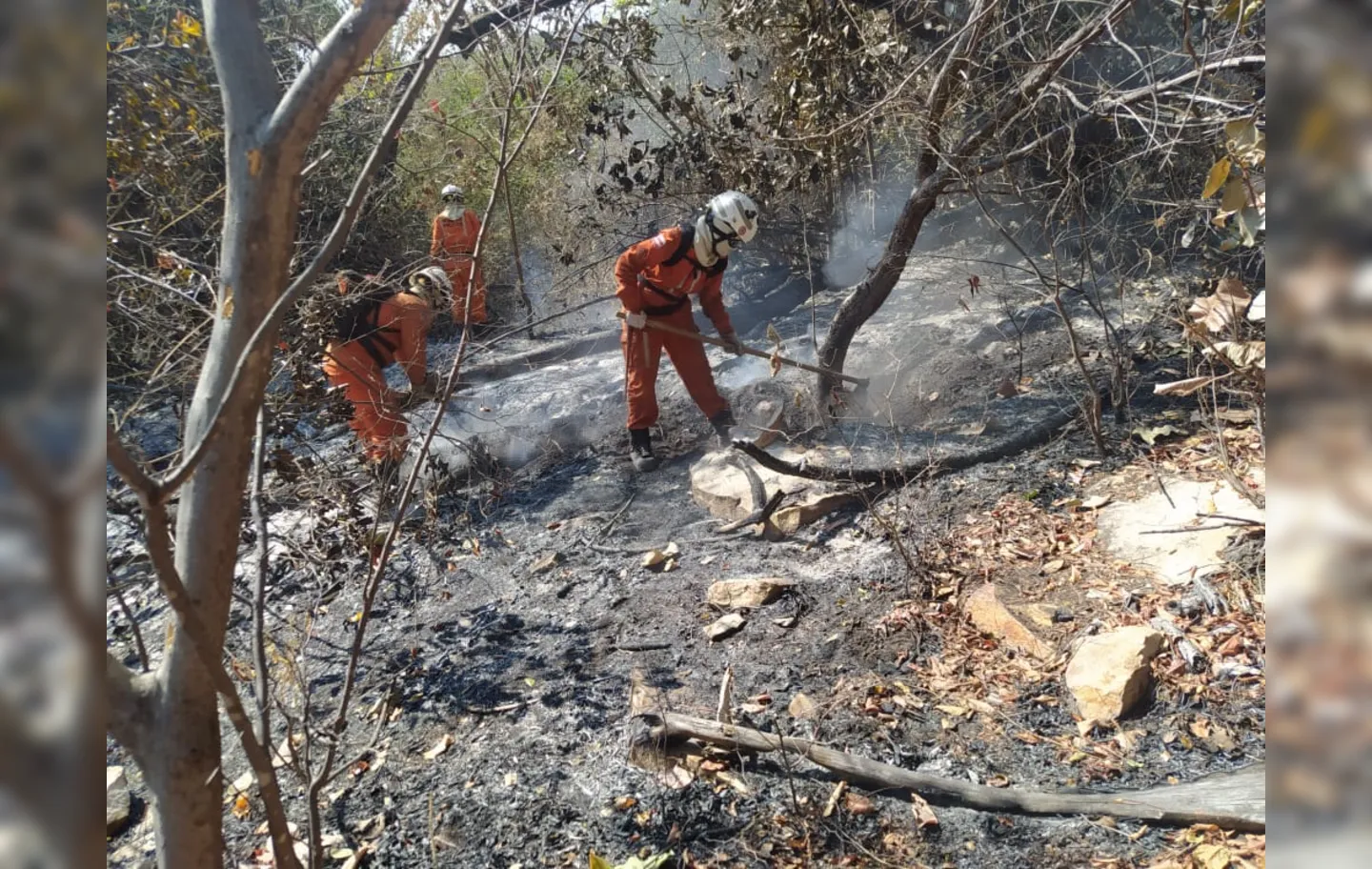 O combate aos focos de incêndios florestais continua na Chapada Diamantina | Foto: Divulgação | Corpo de Bombeiros Militar da Bahia