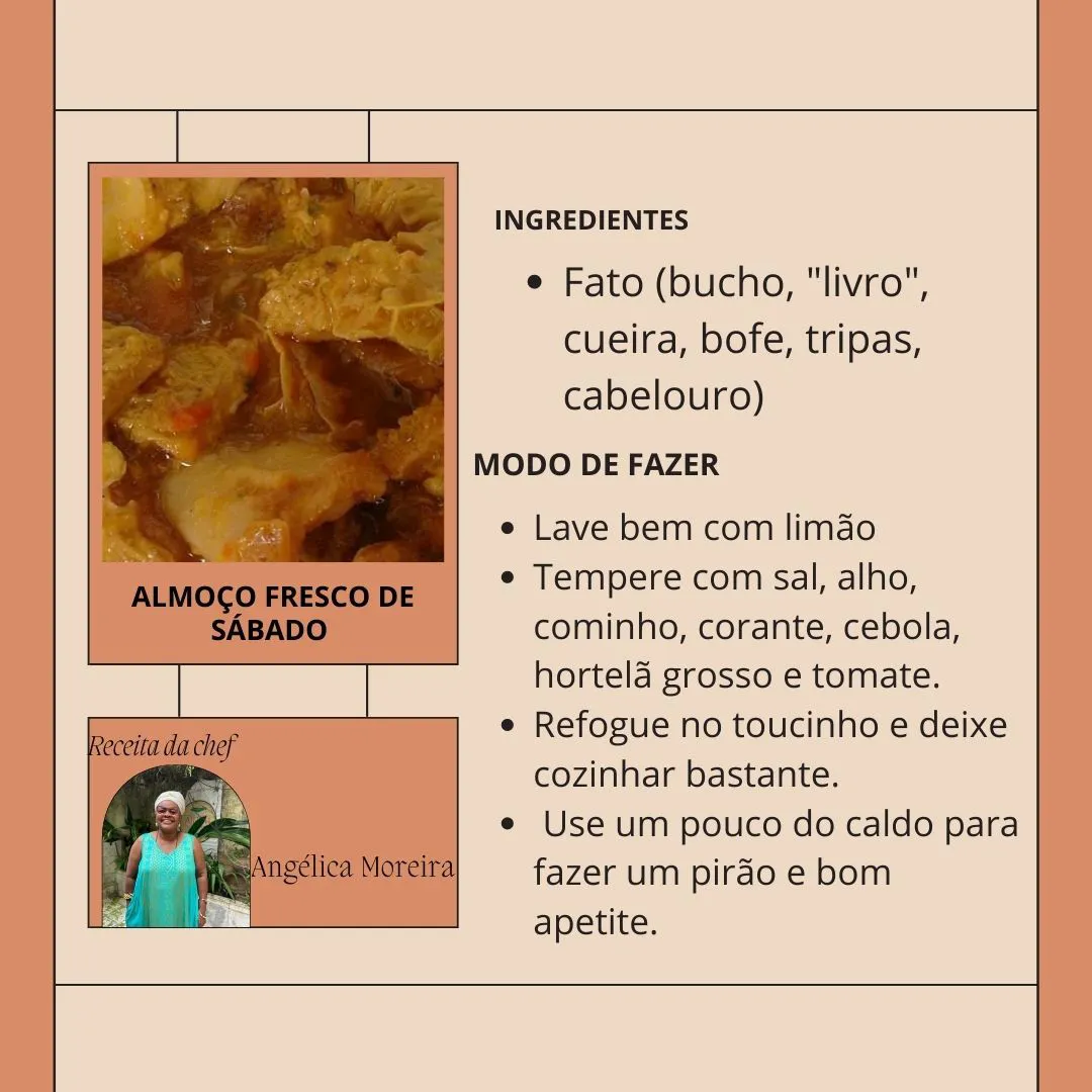 Imagem ilustrativa da imagem Chef Angélica Moreira conta história de comida afetiva relacionada ao ofício das fateiras