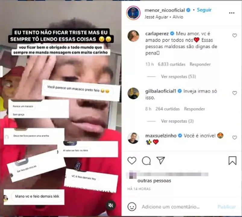 Menor Nico é alvo de racismo nas redes sociais