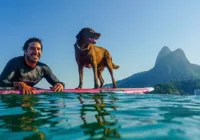Bono, o cão surfista, faz tour em praias paradisíacas da Bahia