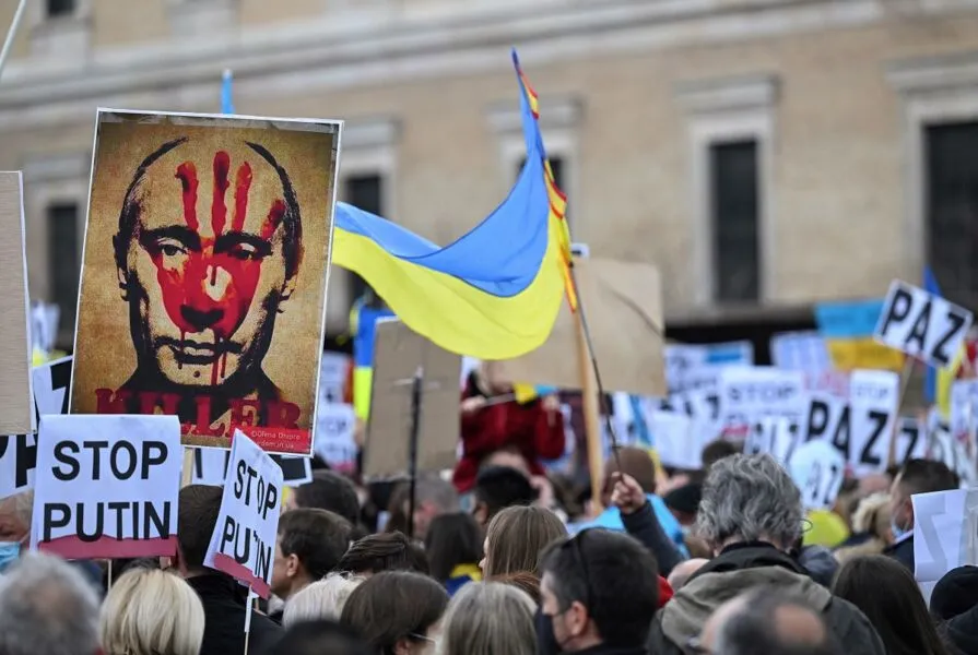 Manifestantes pediram apoio ao povo ucraniano