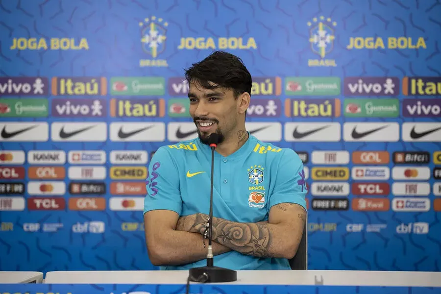Lucas Paquetá, meia do Lyon e da seleção brasileira, durante entrevista coletiva nesta terça-feira, 22