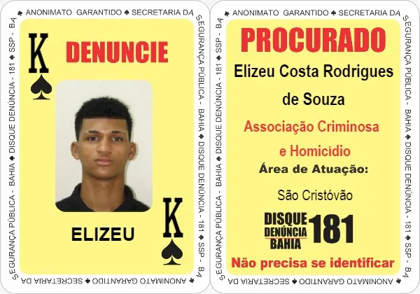 Elizeu Costa Rodrigues de Souza, 20 anos, é o novo representante da carta ‘Rei de Espadas’.