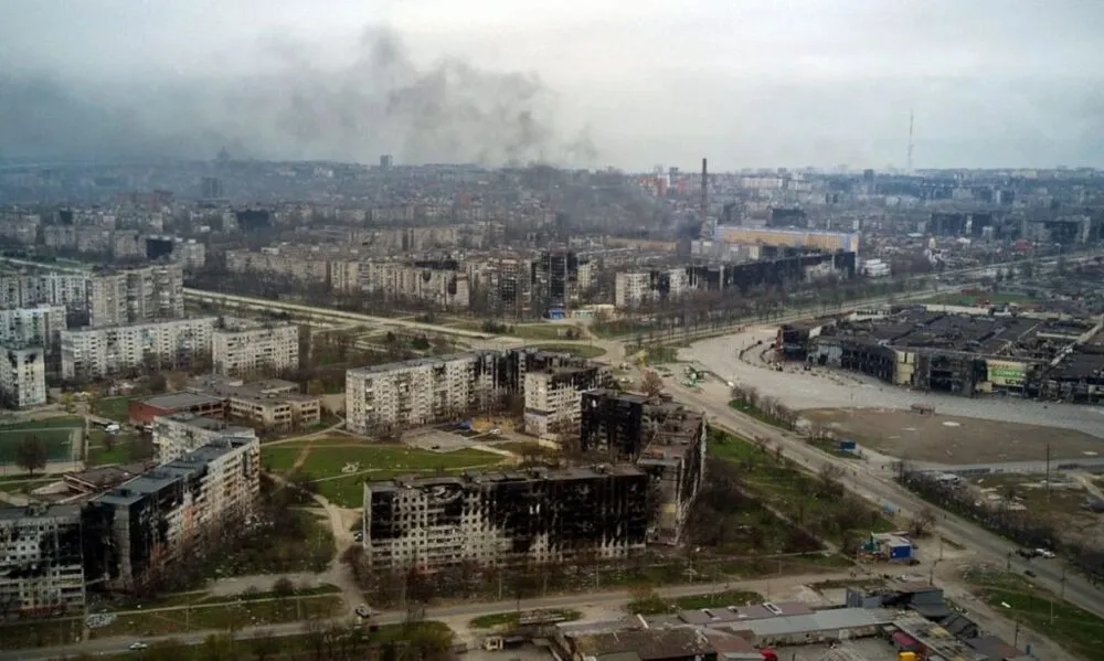 Visão aérea da cidade de Mariupol, na Ucrânia