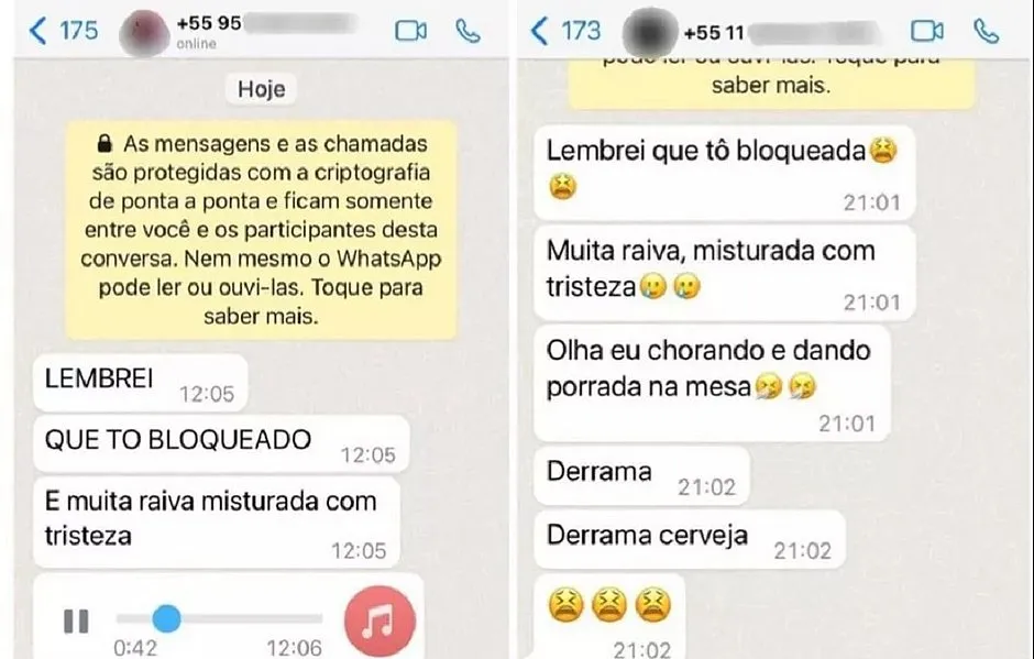 Mensagens recebidas pelo homem em seu número