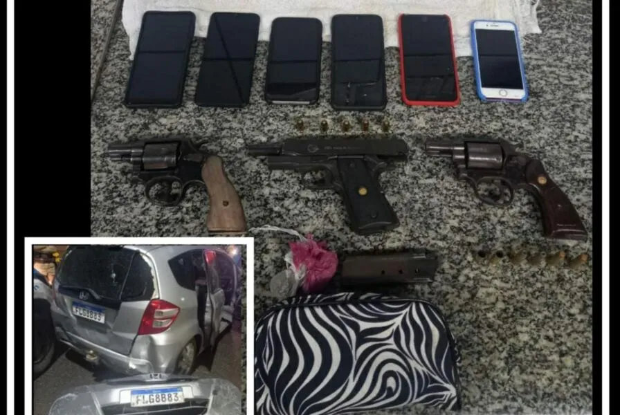 Material apreendido pelos policiais