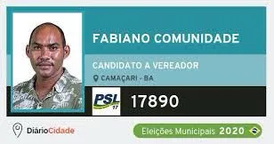 Foto de Fabiano Silva dos Santos, quando se candidatou a vereador nas eleições municipais de 202o