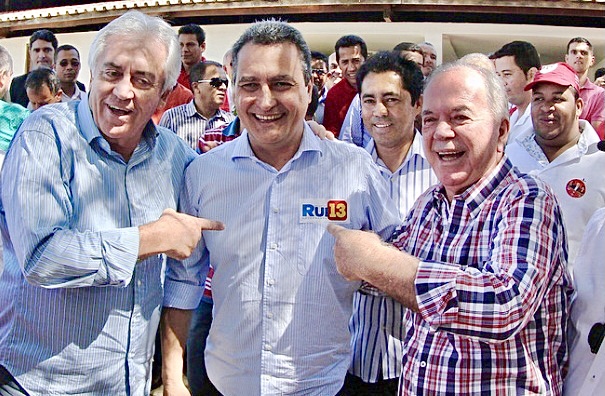 Otto Alencar, presidente dp PSD, o governador Rui Costa e o presidente do PP, João Leão