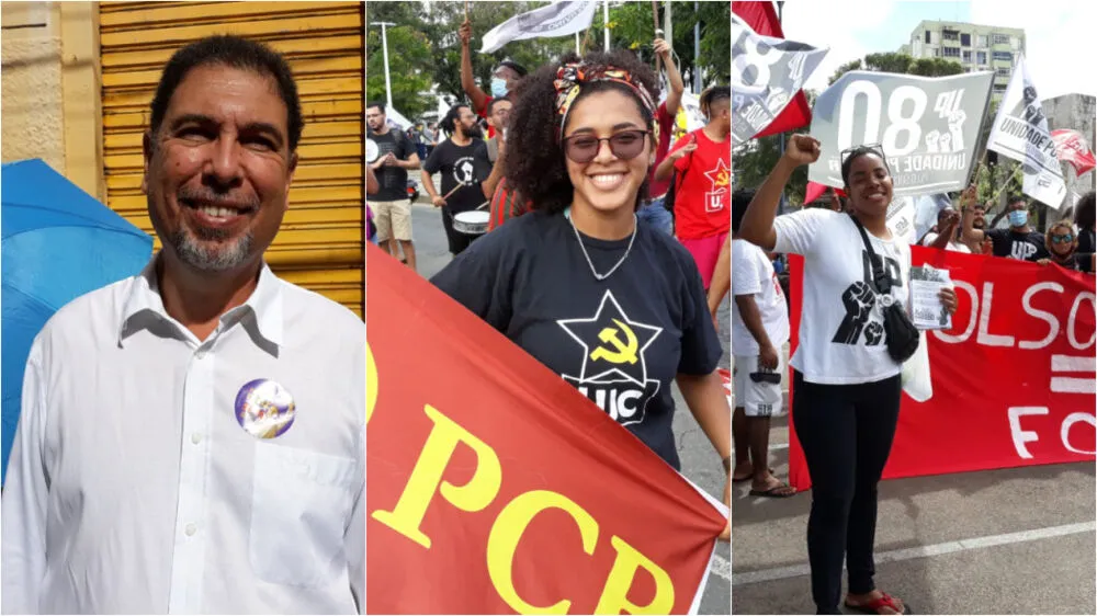 Mário Diniz (PSOL), Cheyyenne Ayalla (PCB) e Eslane Paixão (UP) participam do Grito dos Excluídos, em Salvador