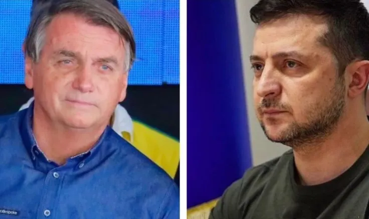 Presidente Jair Bolsonaro (PL) e presidente ucraniano Volodymyr Zelensky